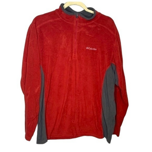 Columbia Fleece Pullover 1/2‎ Zip Red Gray Size XL